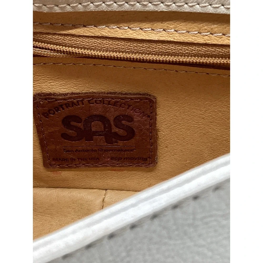 SAS Portrait Collection‎ White Leather Floral Applique Shoulder Bag Made in USA